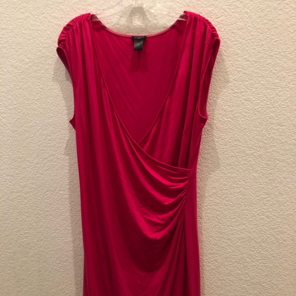 Ann Taylor Ruched Dress Fuschia L